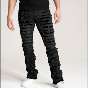 Taker Jet Black Stacked Slim Flare Fit Jeans Size 29 New